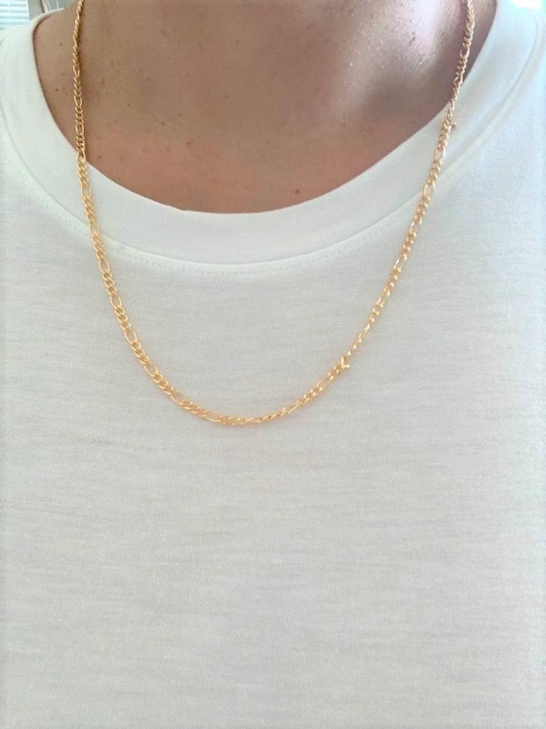Curved Sequin Figaro Chain in Gold-Filled