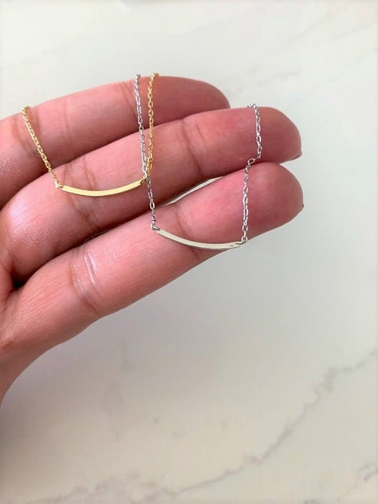 Dainty Curved Bar Necklace