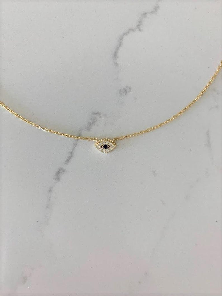 Minimalist Guardian-Eye Necklace in Sterling Silver, Evil Eye Charm, Dainty Evil Eye, Delicate Jewelry, Minimalist Necklace, Modern Necklace