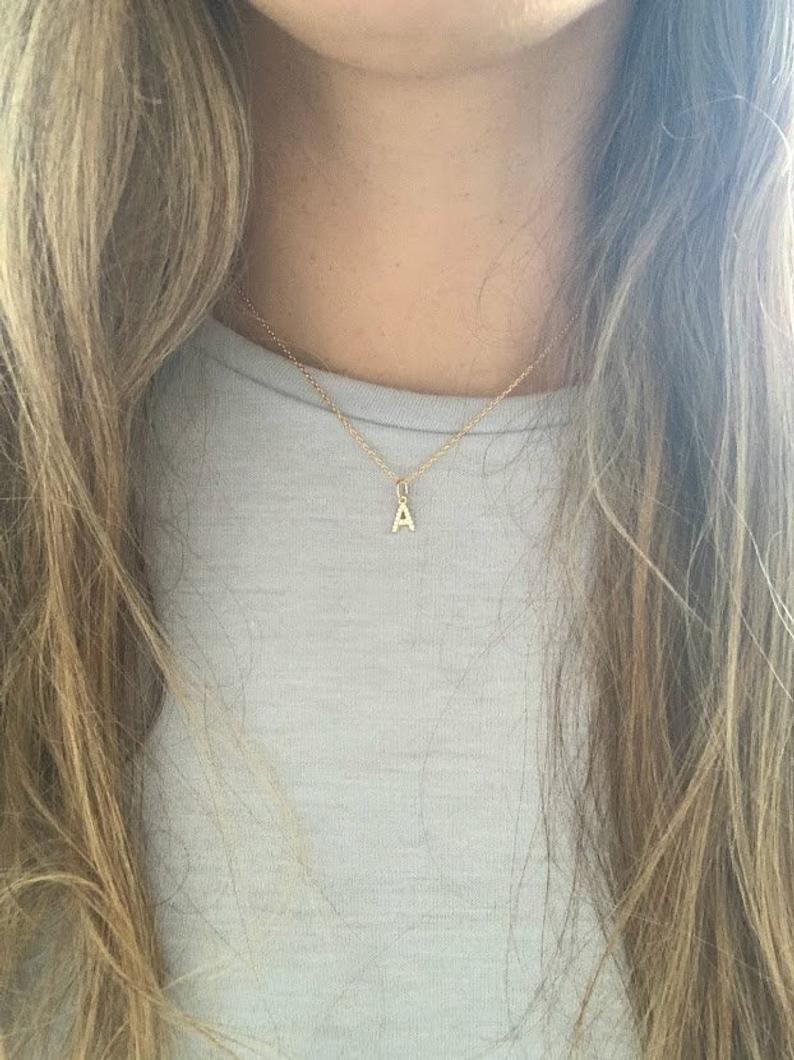 Dainty Pave Initial & Tiny Cable Chain