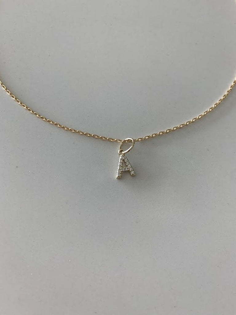 Dainty Pave Initial & Tiny Cable Chain