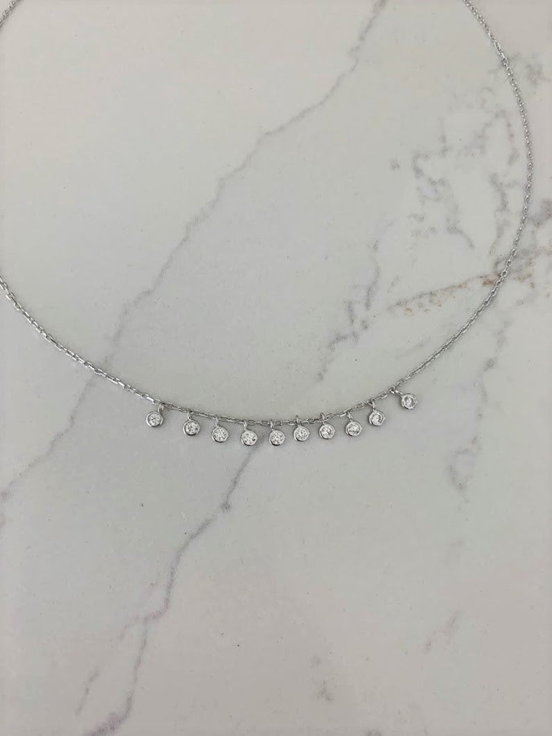 Multiple Bezel 925 Sterling Silver Necklace