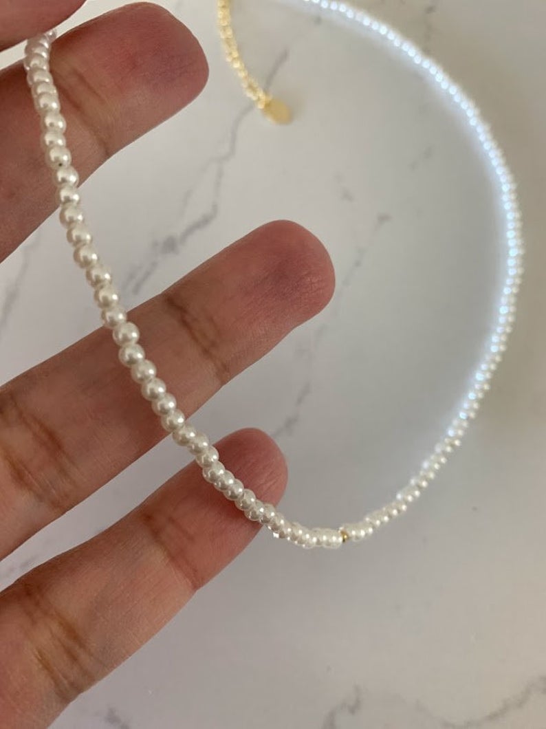 Beaded Pearl Initial Necklace