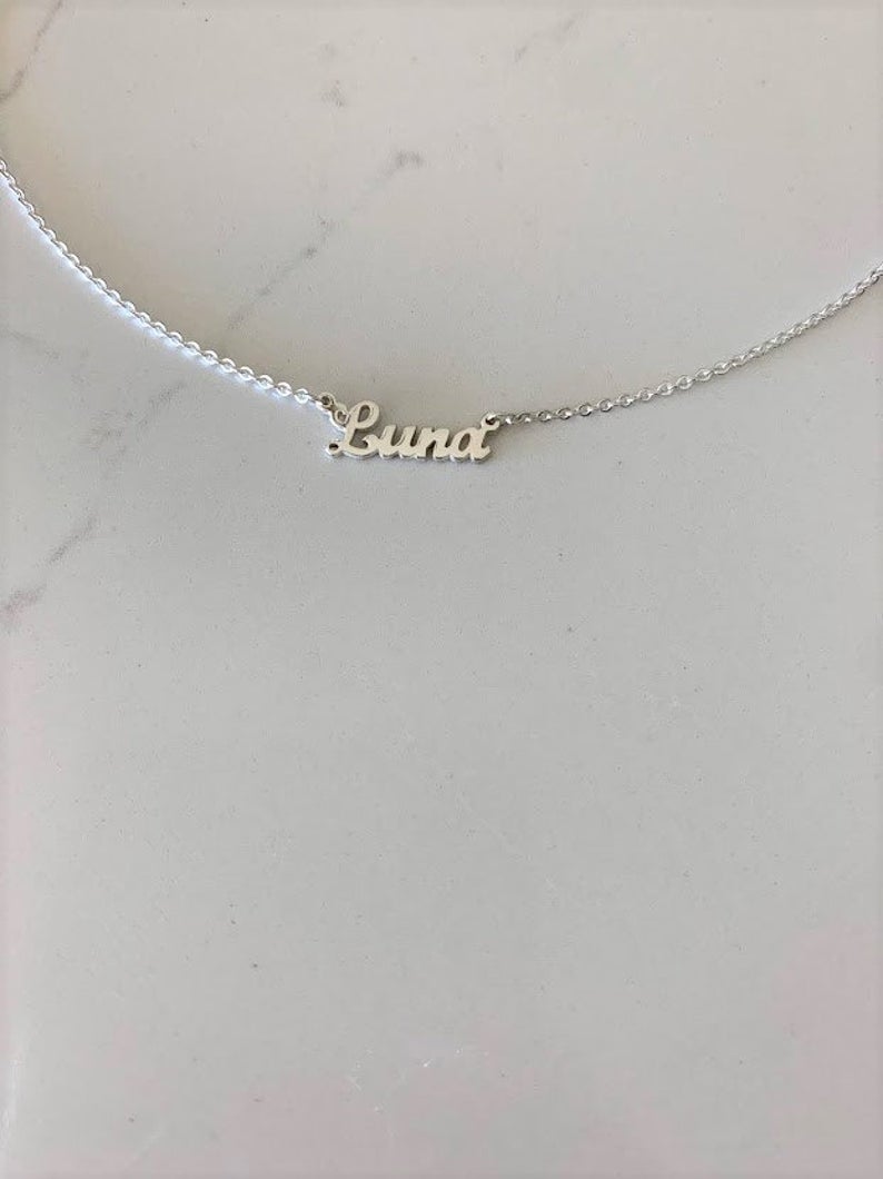 Dainty Personalized Name Necklace in Sterling Silver or Gold Vermeil