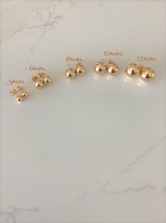 Button Ball Earrings | Gold-filled
