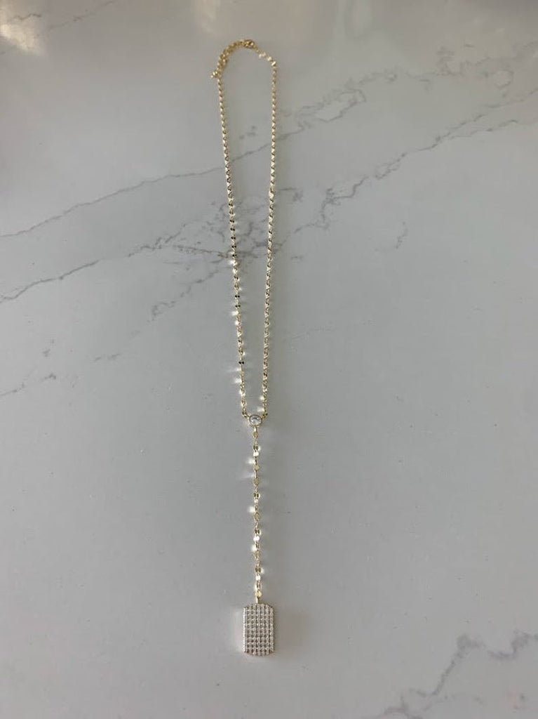 Mirror Lariat Necklace with Tag in Gold Vermeil