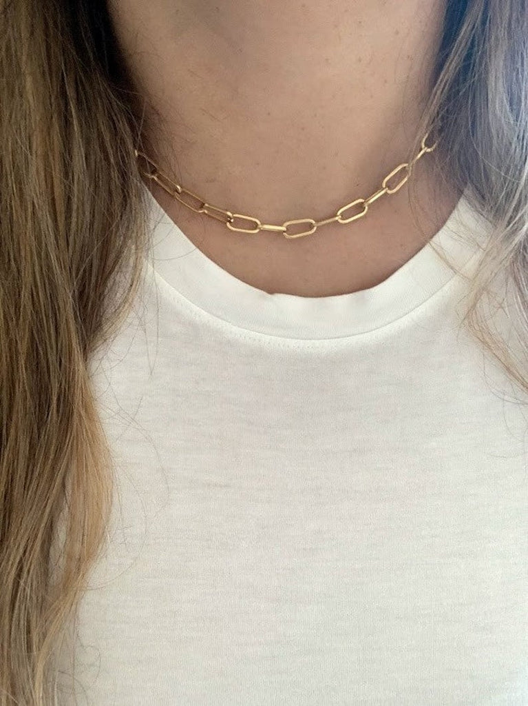 Matte Finish Layering Paperclip Necklace