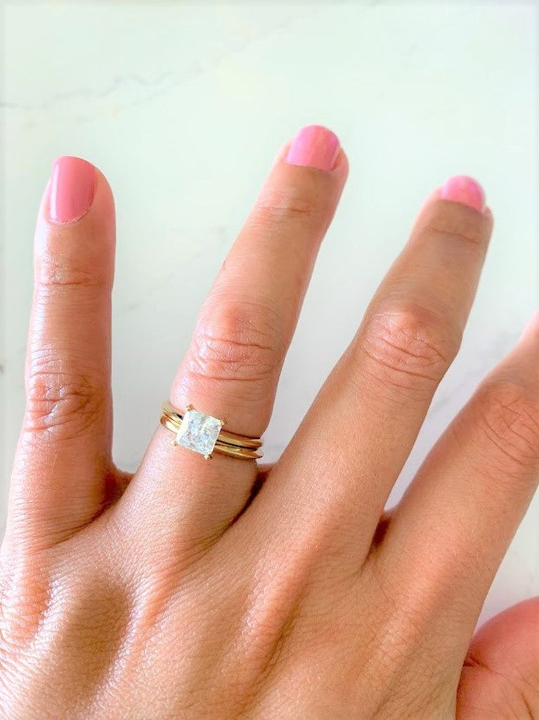 14K Solid Gold Engagement Ring Set