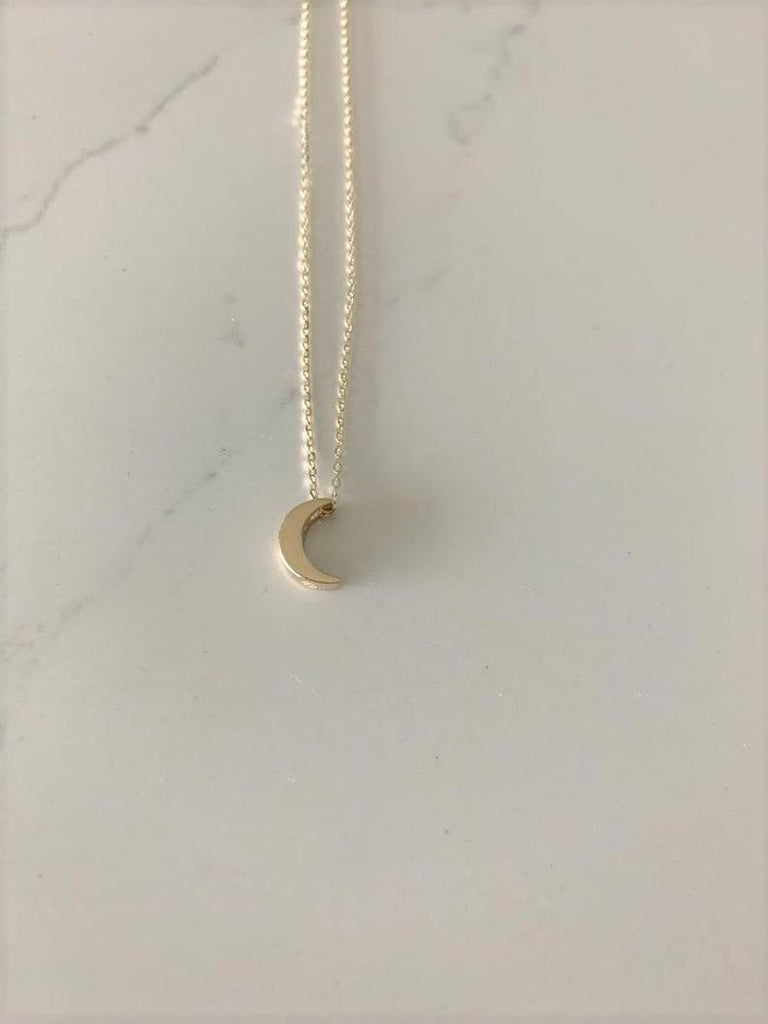14K Yellow Gold Moon Necklace