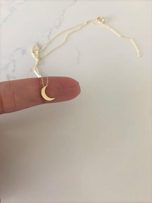 14K Yellow Gold Moon Necklace