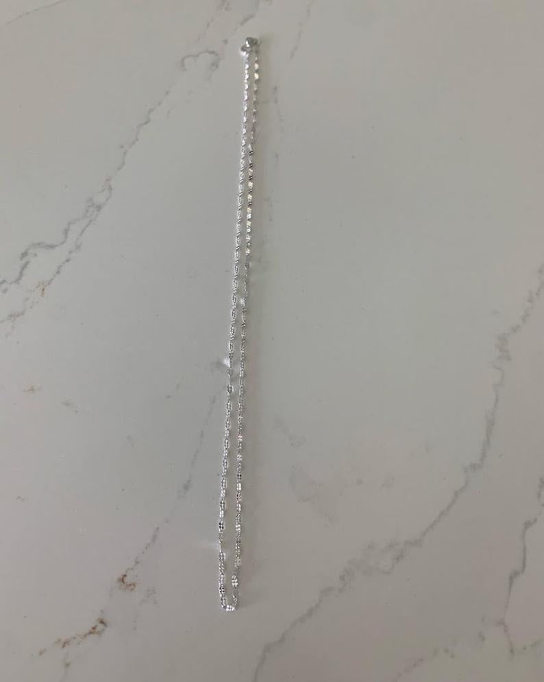 Solid 14K White Gold Mirror Chain, 1.7mm Twisted Mirror Chain