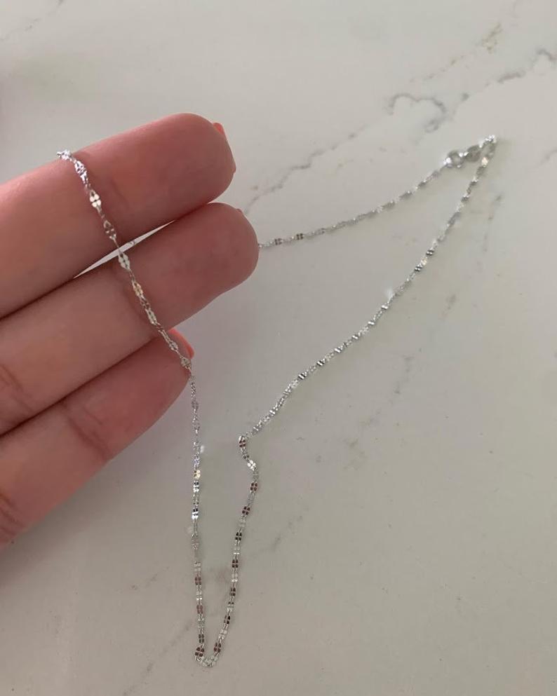 Solid 14K White Gold Mirror Chain, 1.7mm Twisted Mirror Chain