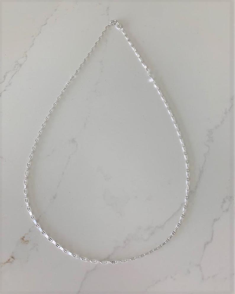 Solid 14K White Gold Mirror Chain, 1.7mm Twisted Mirror Chain