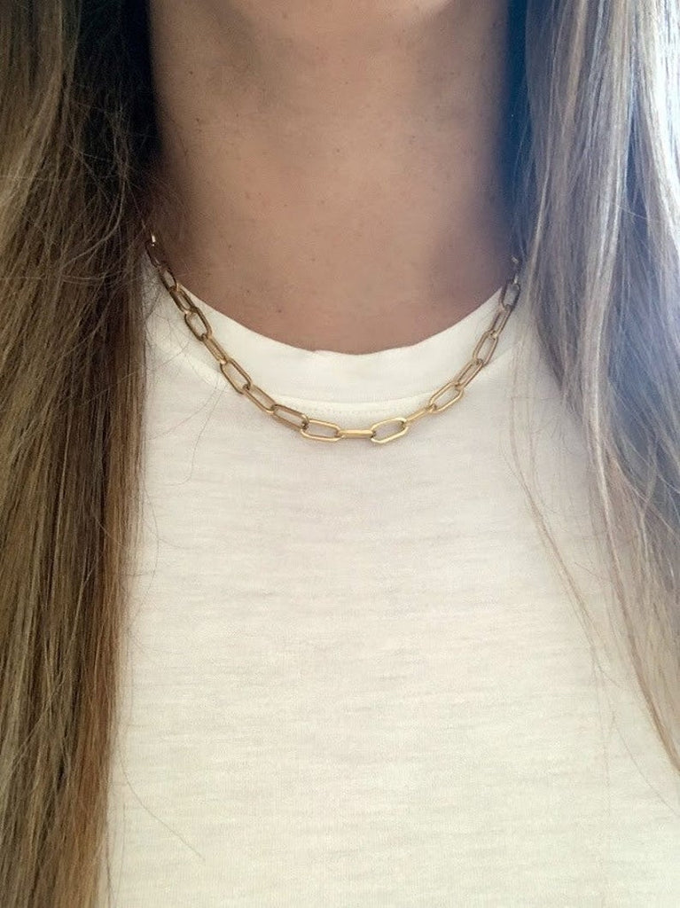 Matte Finish Layering Paperclip Necklace
