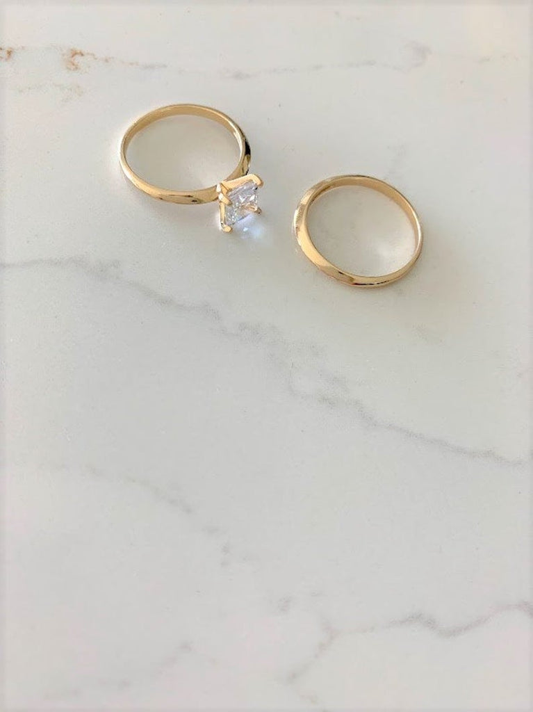 14K Solid Gold Engagement Ring Set