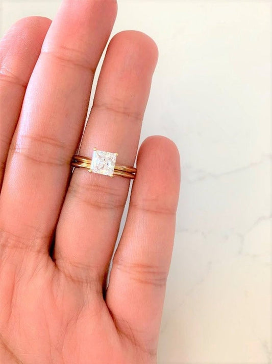 14K Solid Gold Engagement Ring Set