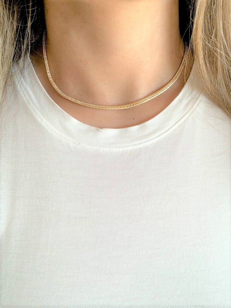 Corrugated Omega Necklace in Gold-Filled