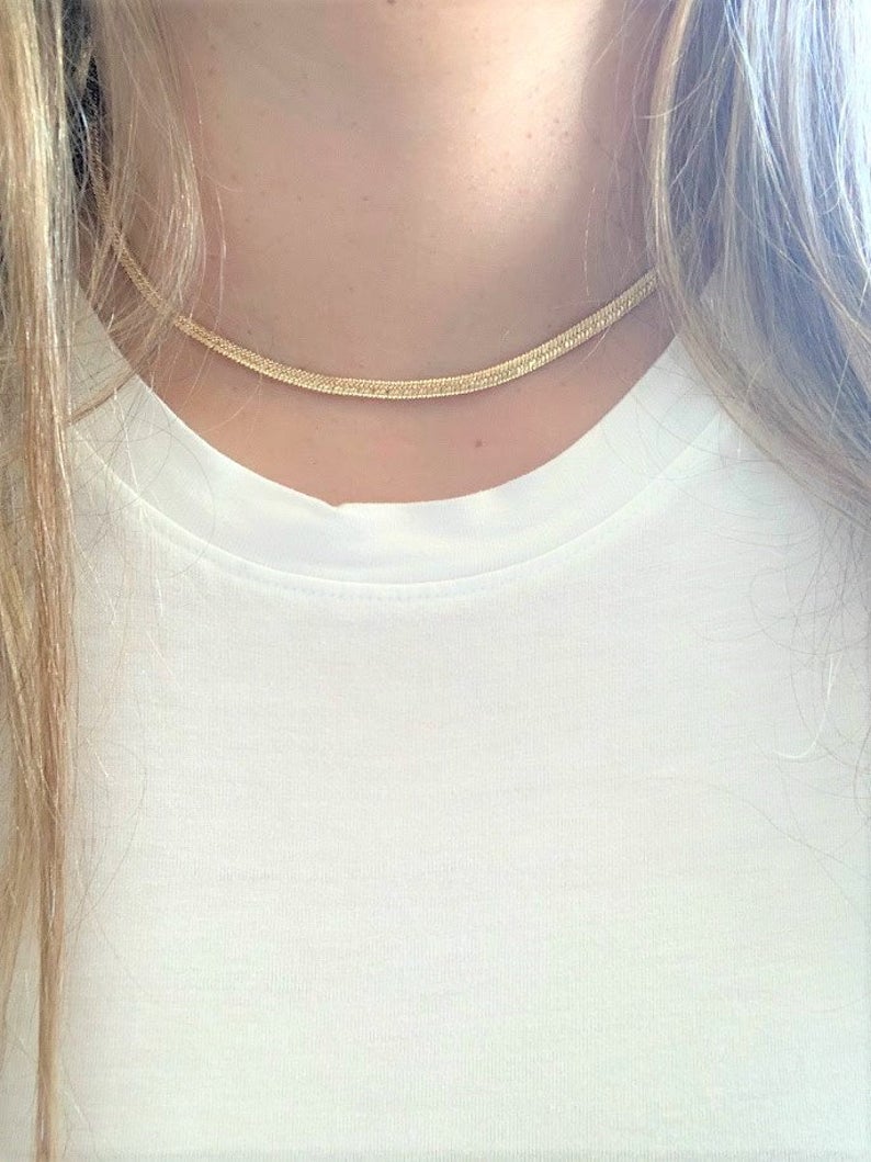 Corrugated Omega Necklace in Gold-Filled