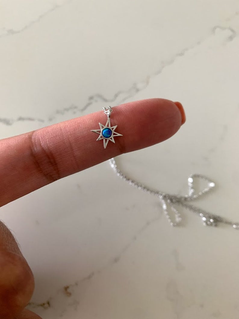 925 Sterling Silver Opal Sun Necklace