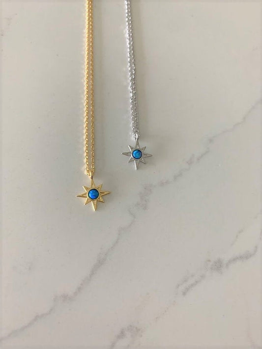 925 Sterling Silver Opal Sun Necklace