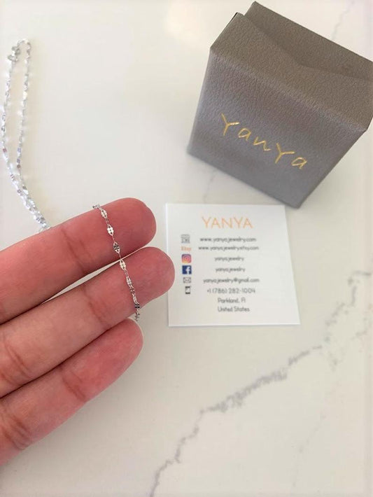 Solid 14K White Gold Mirror Chain, 1.7mm Twisted Mirror Chain
