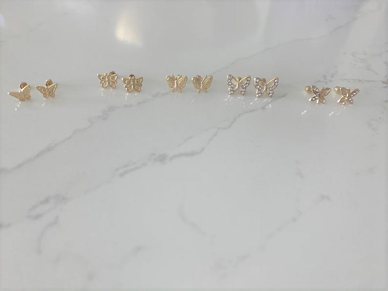 14K Solid Gold Butterfly Earring