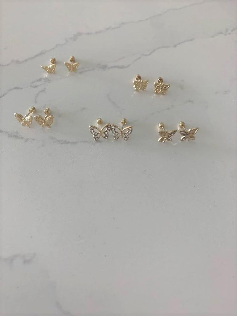 14K Solid Gold Butterfly Earring
