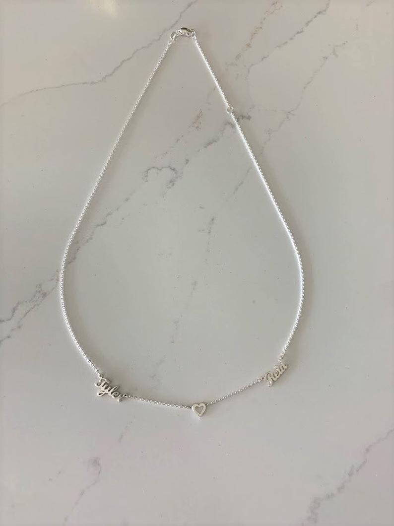 Mom's Dainty Personalized Necklace • Children Names • 925 Sterling Silver • 3MM Dainty Name Necklace for Mom • Dainty Custom Name Necklace