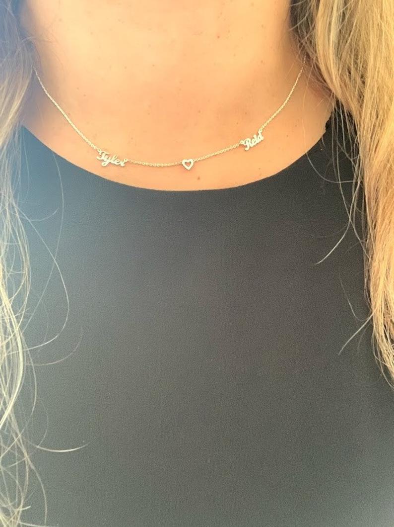 Mom's Dainty Personalized Necklace • Children Names • 925 Sterling Silver • 3MM Dainty Name Necklace for Mom • Dainty Custom Name Necklace