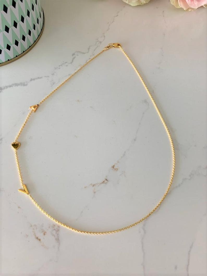 Sideways 14K Gold Vermeil Initial Necklace