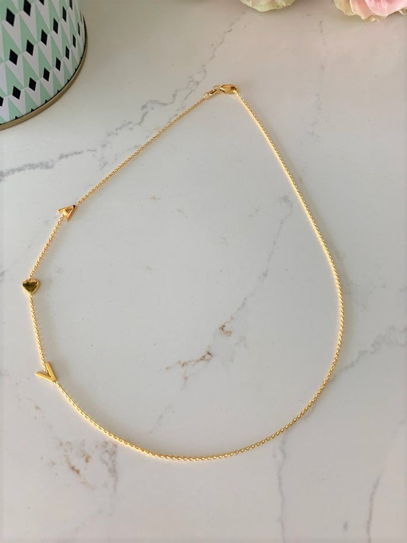 Sideways 14K Gold Initial/Name Necklace