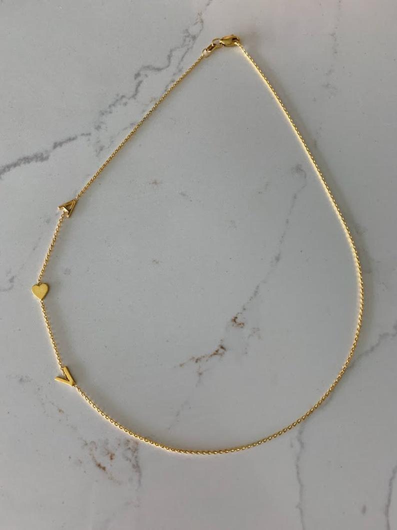 Sideways 14K Gold Vermeil Initial Necklace