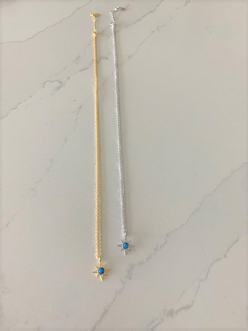 925 Sterling Silver Opal Sun Necklace