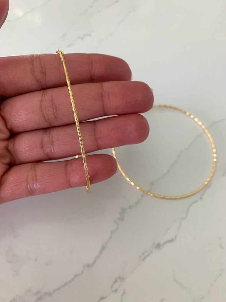 80MM Thin Diamond Cut Hoops | Gold-filled