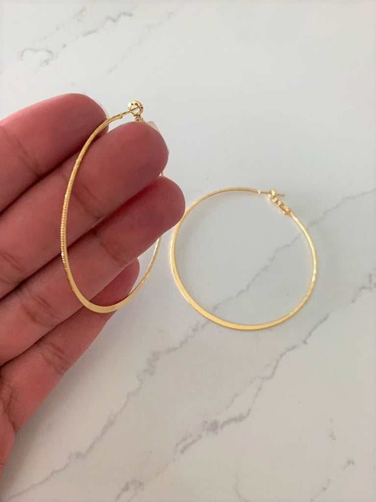 60MM Thin Corrugated Hoops  | Gold-filled