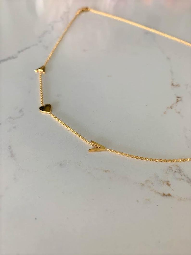 Sideways 14K Gold Vermeil Initial Necklace
