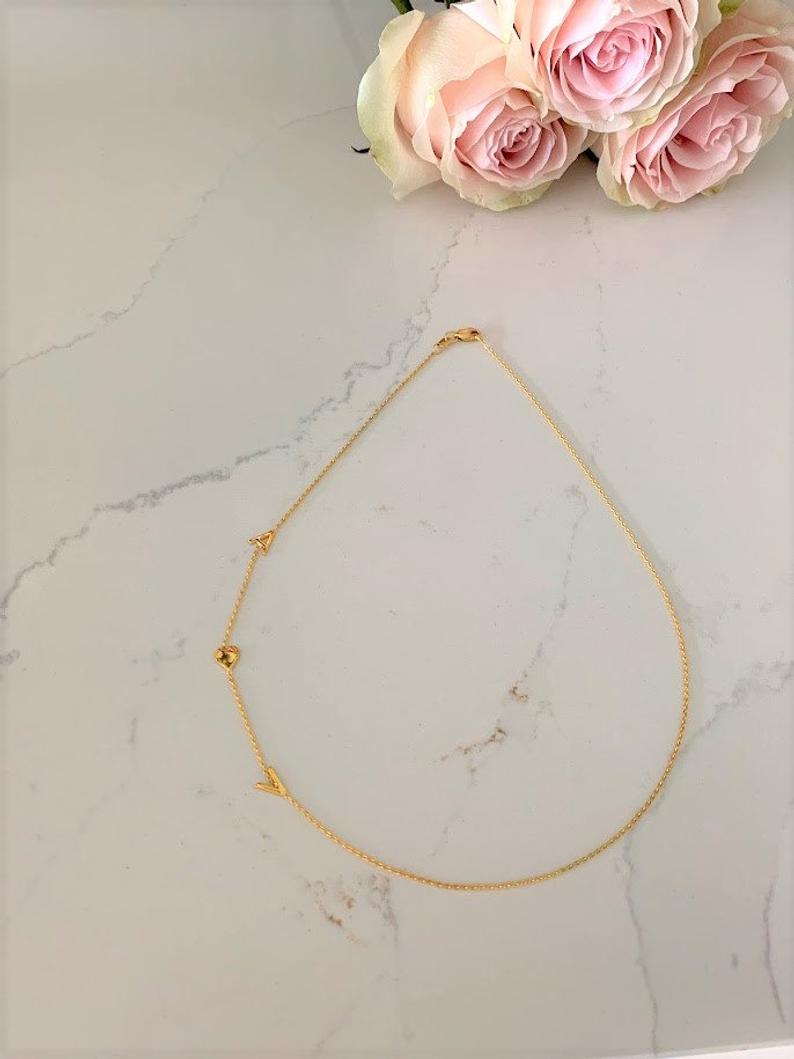 Sideways 14K Gold Vermeil Initial Necklace