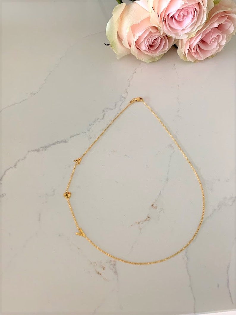 Sideways 14K Gold Initial/Name Necklace