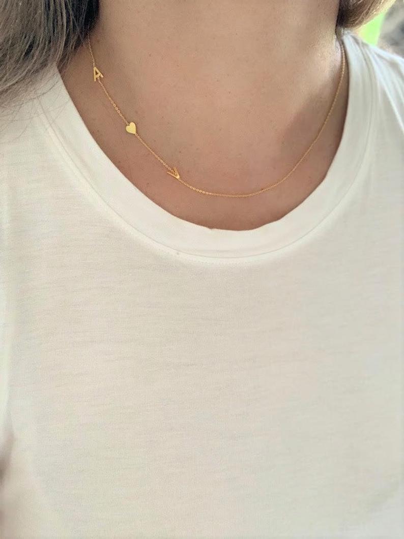 Sideways 14K Gold Vermeil Initial Necklace