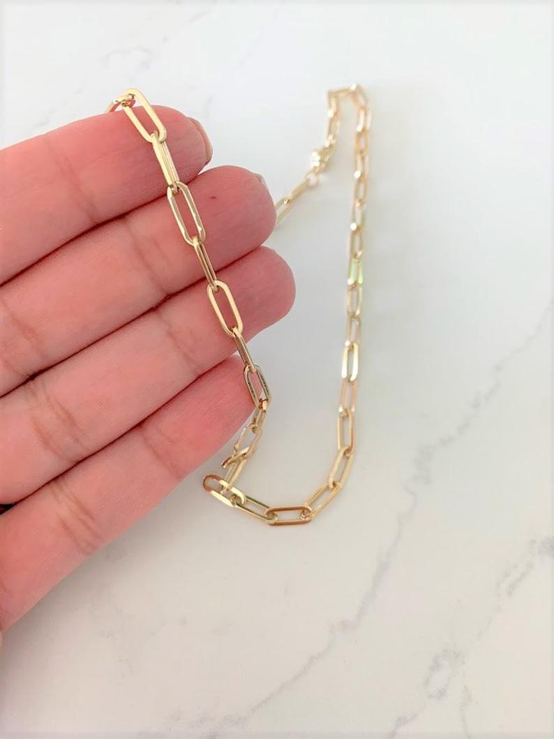 14K Gold Asymmetrical Paperclip Necklace | Royal Chain Group