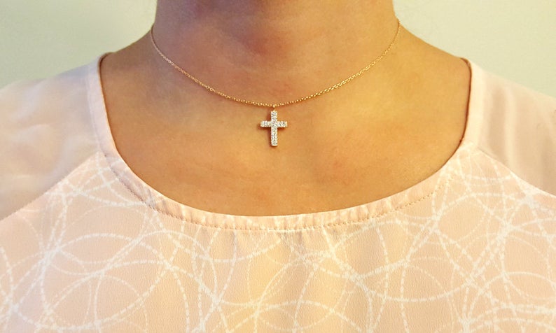 Women Fashion Gold Chain Cross Pendant Small Gold Religious Necklace Jewelry  | eBay