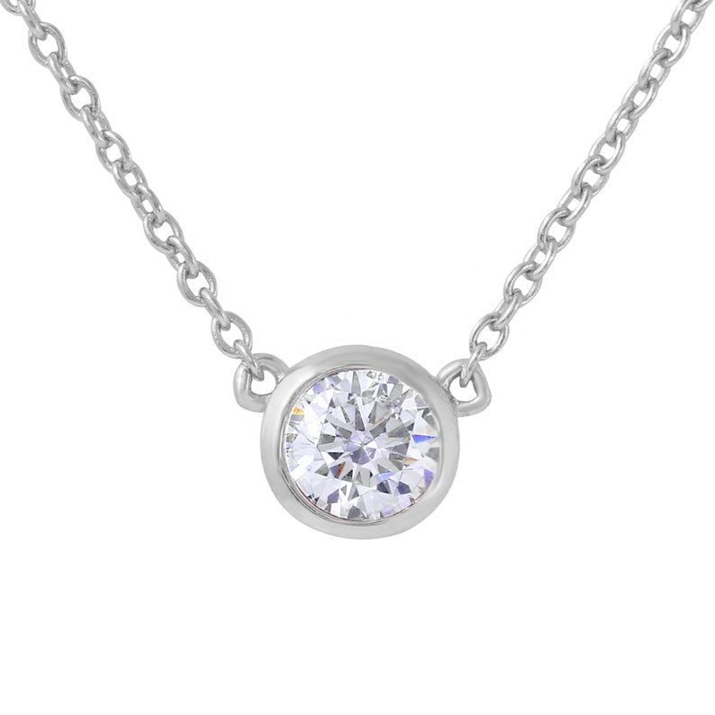 Solitaire Cubic Zirconia Necklace, Stacking, Dainty, Delicate CZ Necklace, Gold CZ Solitaire, Everyday Necklace, Layering, Solitario