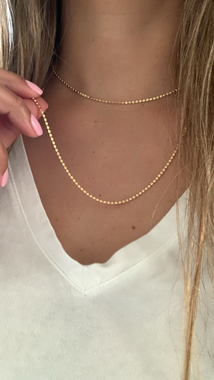Gold Flat Beaded Necklace | Dainty Flat Ball Chain | Beads Necklace | Flat Beaded Chain | Layering Necklace