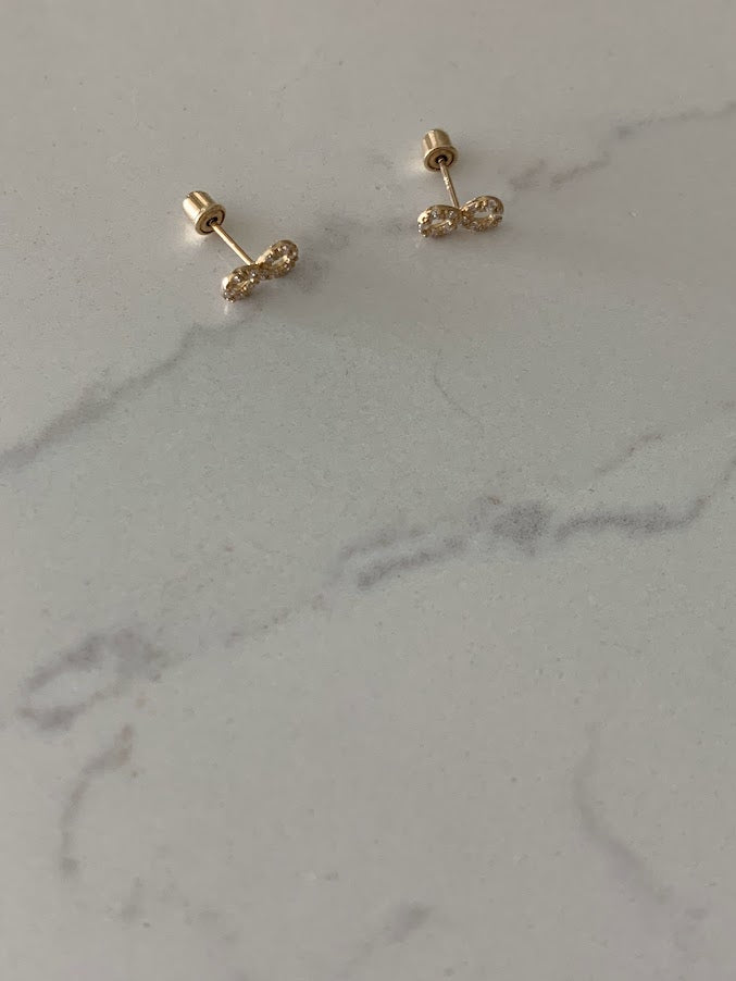 Infinity Earrings in 14K Yellow Gold, Tiny Screw Back Earrings, Dainty Infinity Studs, 14K Gold Earrings, Figure 8 Earrings, Everyday Studs