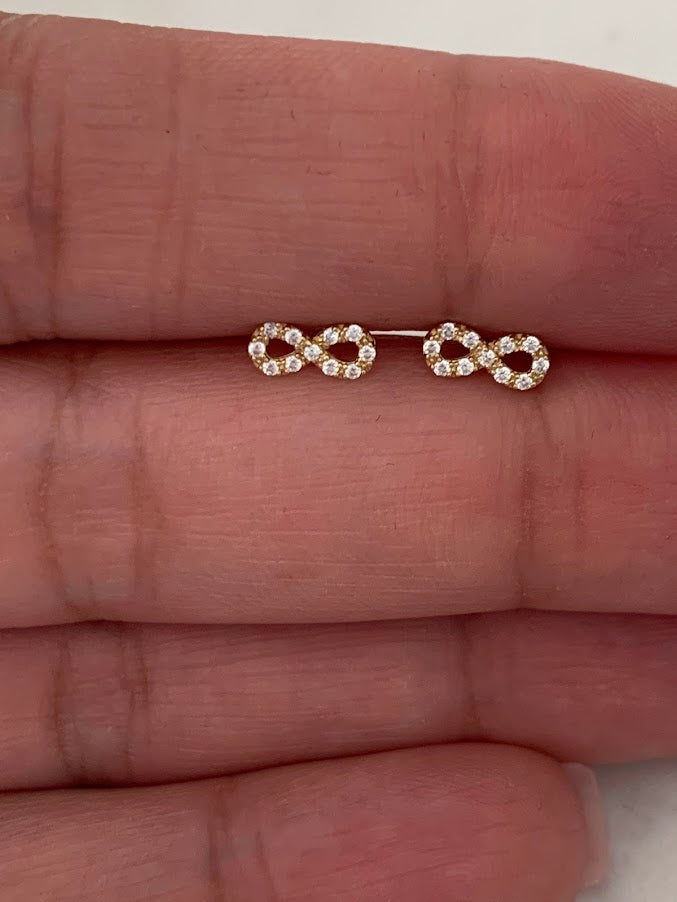 Infinity Earrings in 14K Yellow Gold, Tiny Screw Back Earrings, Dainty Infinity Studs, 14K Gold Earrings, Figure 8 Earrings, Everyday Studs
