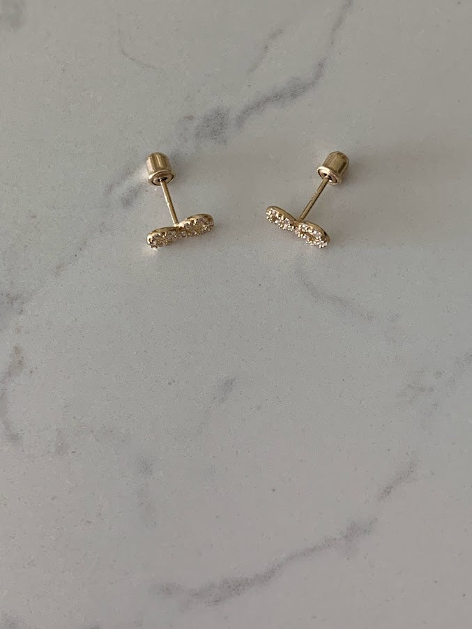 Infinity Earrings in 14K Yellow Gold, Tiny Screw Back Earrings, Dainty Infinity Studs, 14K Gold Earrings, Figure 8 Earrings, Everyday Studs