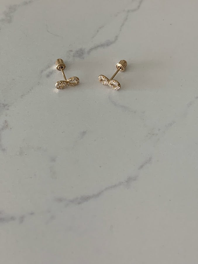 Infinity Earrings in 14K Yellow Gold, Tiny Screw Back Earrings, Dainty Infinity Studs, 14K Gold Earrings, Figure 8 Earrings, Everyday Studs