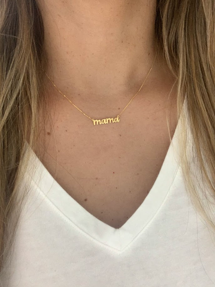 Personalized Mom necklace in 14K Gold | Handcrafted Necklace for mom | Mama Necklace
