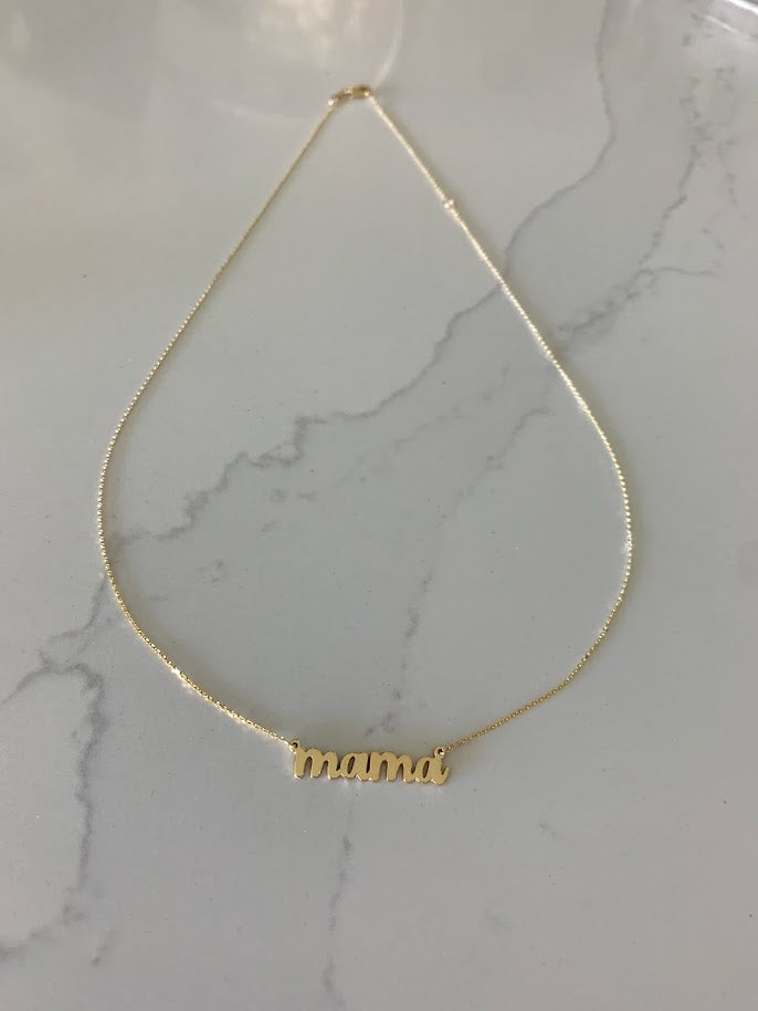 Personalized Mom necklace in 14K Gold | Handcrafted Necklace for mom | Mama Necklace