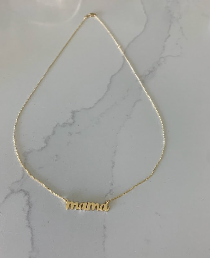 Personalized Mom necklace in 14K Gold | Handcrafted Necklace for mom | Mama Necklace